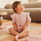 Day or Night Short Sleeve Frill Onesie - Frangipani