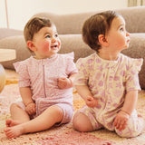 Day or Night Short Sleeve Frill Onesie - Frangipani