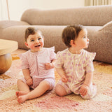 Day or Night Short Sleeve Frill Onesie - Frangipani