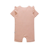 Day Or Night Short Sleeve Frill Onesie - Heart Gingham