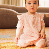 Day or Night Short Sleeve Frill Onesie - Hibiscus