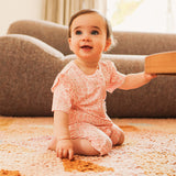 Day or Night Short Sleeve Frill Onesie - Hibiscus