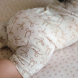 Day Or Night Short Sleeve Frill Onesie - Ivory Bow