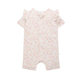 Day Or Night Short Sleeve Frill Onesie - Spring Blossom