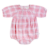 Long Sleeve Bubble Woven Romper - Check