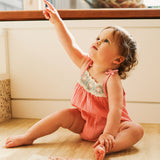 Crochet Woven Sleeveless Romper - Strawberry