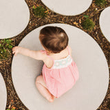 Crochet Woven Sleeveless Romper - Strawberry