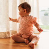 Frilled Short Sleeve Bodysuit - Hibiscus