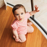 Frilled Short Sleeve Bodysuit - Seashell Pink