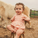 Shirred Romper - Check