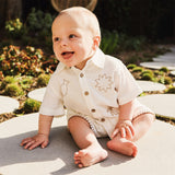 Woven Embroidered Short Sleeve Shirt - Coconut