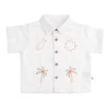 Woven Embroidered Short Sleeve Shirt - Coconut
