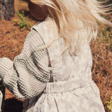 Denim Pinafore - Neutral Flower