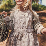 Denim Pinafore - Neutral Flower