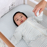 Fitted Bassinet Sheet - Dusk Blue Stripe