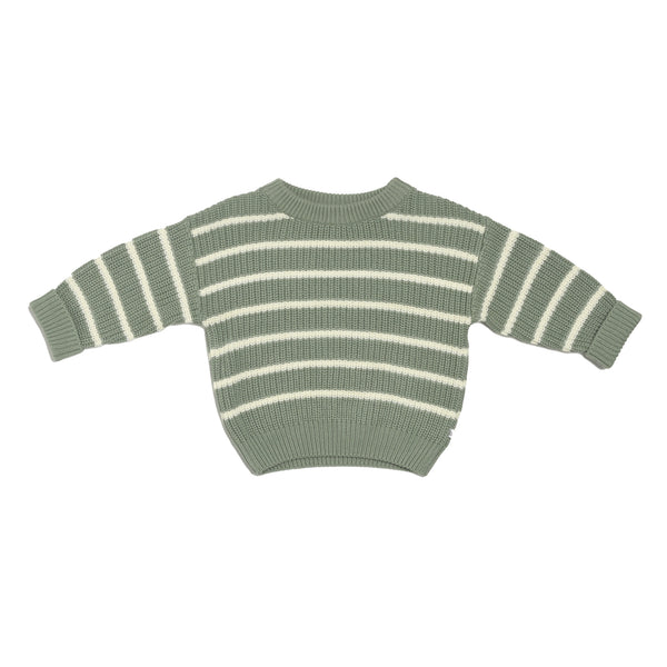 Chunky Rib Knit Jumper - Sage Stripe