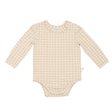 Comfy Bodysuit Long Sleeve - Neutral Gingham