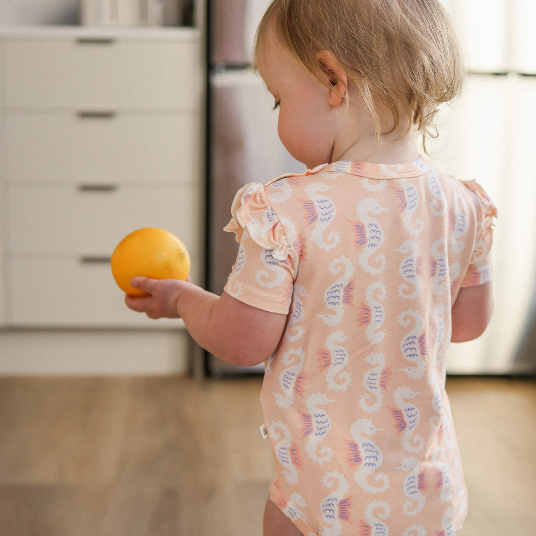 Frill Short Sleeve Bodysuit - Seahorse