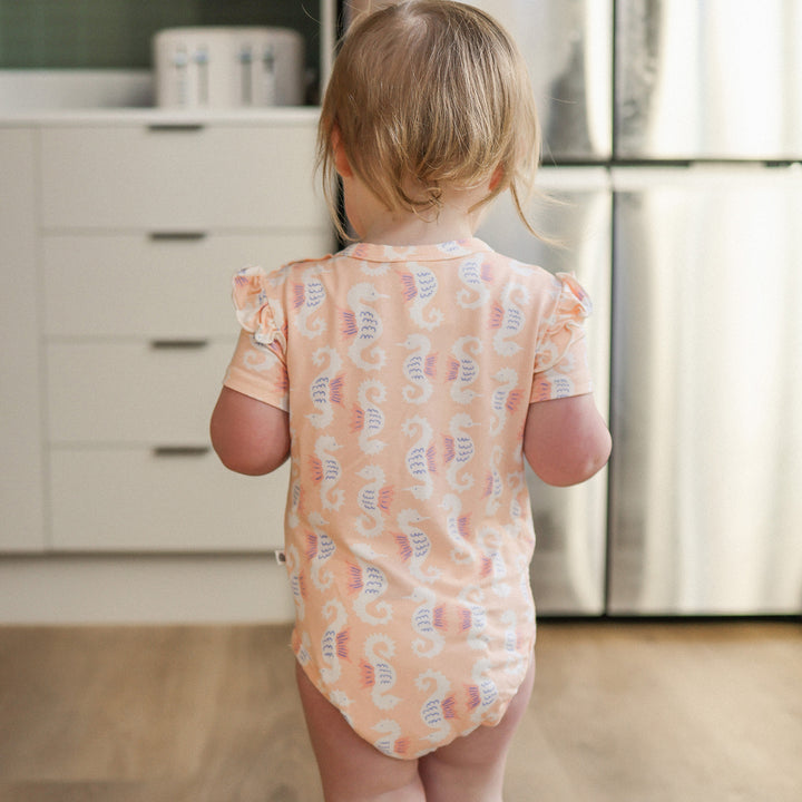 Frill Short Sleeve Bodysuit - Seahorse