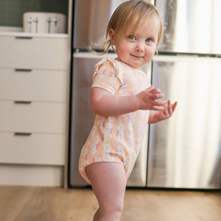 Frill Short Sleeve Bodysuit - Seahorse