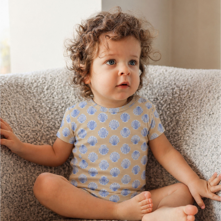 Comfy Short Sleeve Bodysuit - Seashell Blue