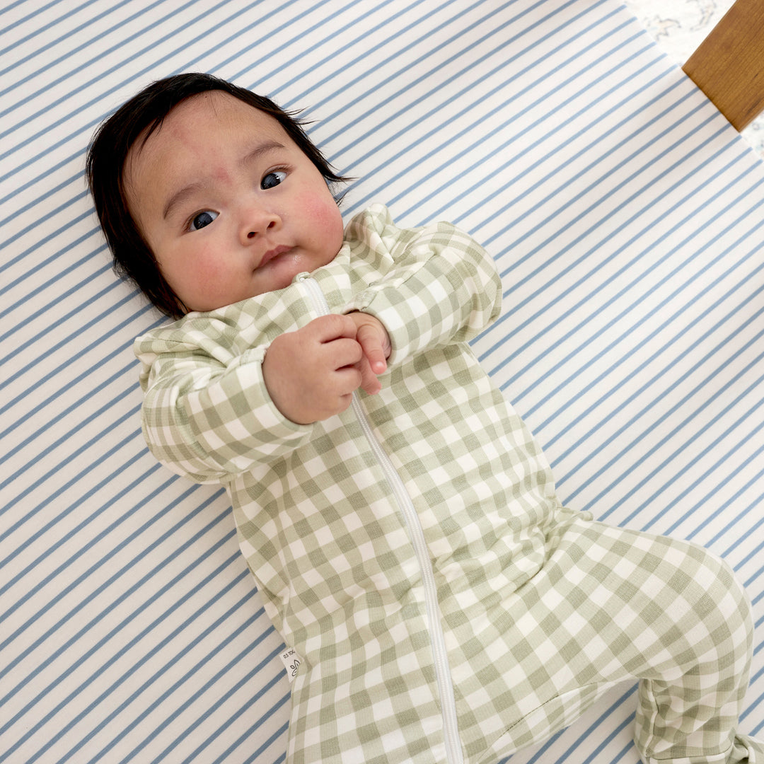 Fitted Cot Sheet - Dusk Blue Stripe