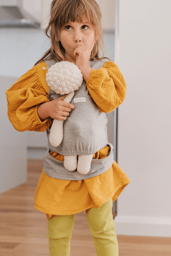 Close-up of our durable and colourful doll carrier