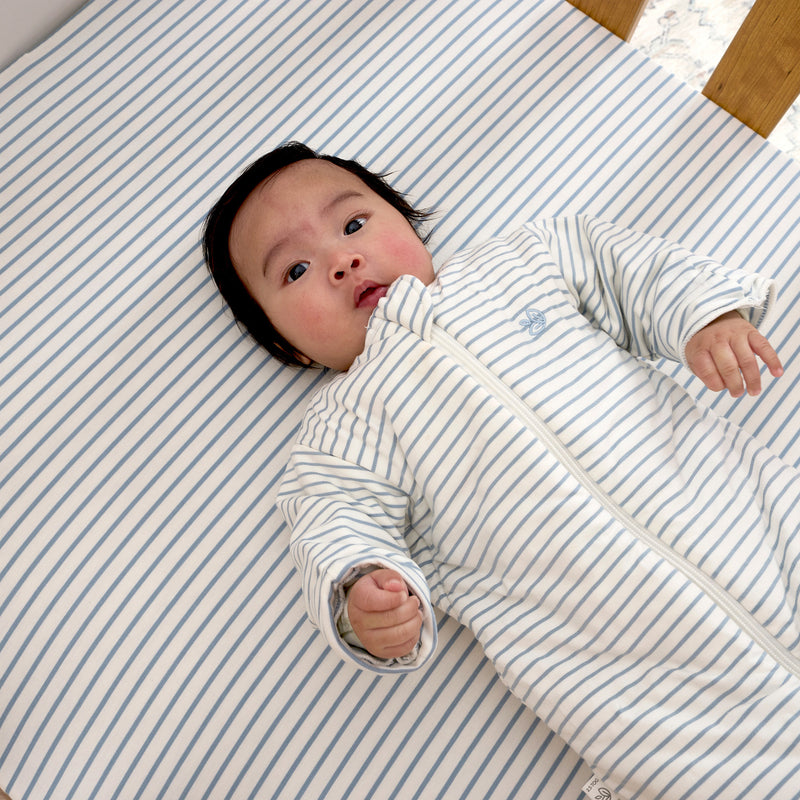 Fitted Cot Sheet - Dusk Blue Stripe