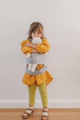 Doll comfortably seated in our doll carrier