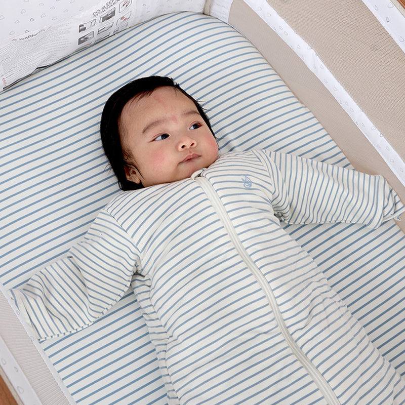Fitted Bassinet Sheet - Dusk Blue Stripe