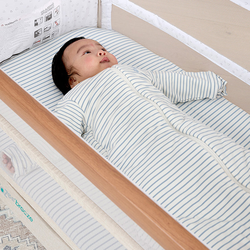 Fitted Bassinet Sheet - Dusk Blue Stripe