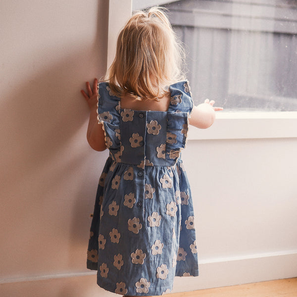 Floral Print Chambray Dress - Chambray