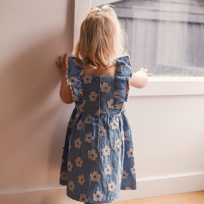 Floral Print Chambray Dress - Chambray