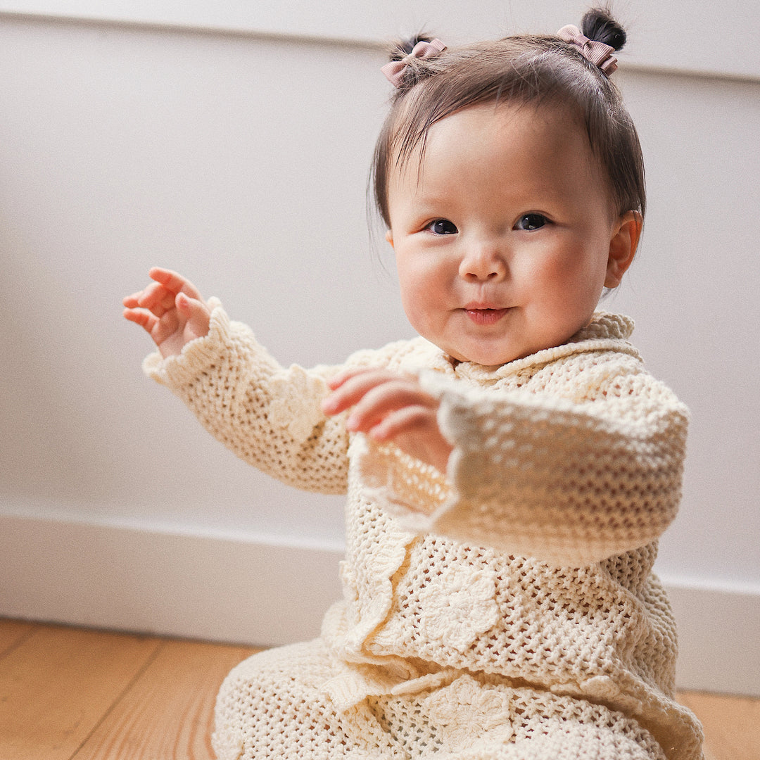 Knit Crochet Daisy Cardigan - Vanilla