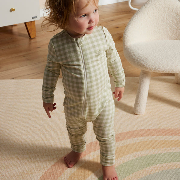 Light Zippee Baby Romper 0.2 TOG - Gumleaf Gingham