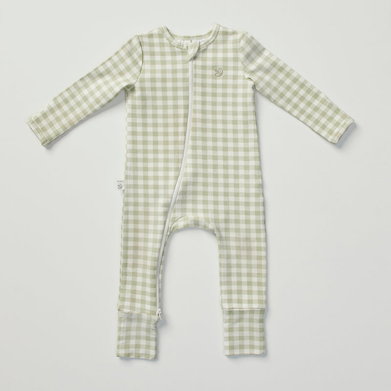 Light Zippee Baby Romper 0.2 TOG - Gumleaf Gingham