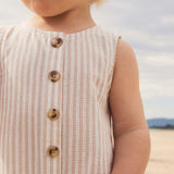 Slouchy Sleeveless Shortall - Sandstone Stripe