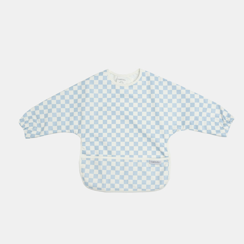 Messy Bib - Sky Blue Grid