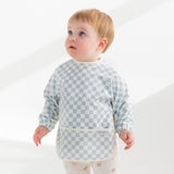 Messy Bib - Sky Blue Grid