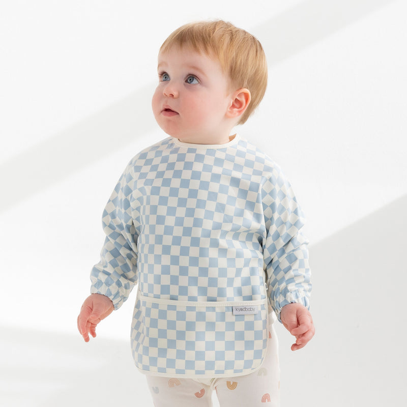 Messy Bib - Sky Blue Grid