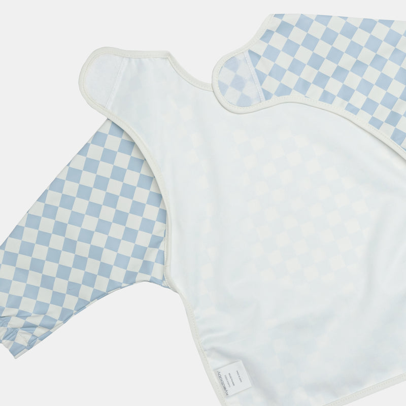 Messy Bib - Sky Blue Grid