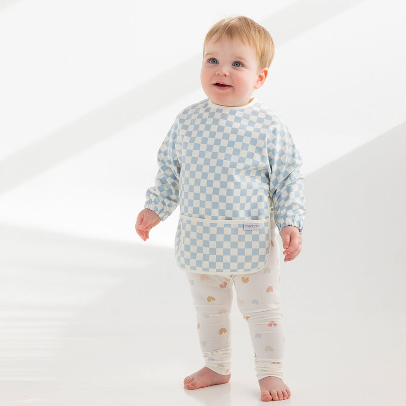 Messy Bib - Sky Blue Grid