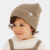 Chunky Rib Knit Beanie  - Caramel Marle