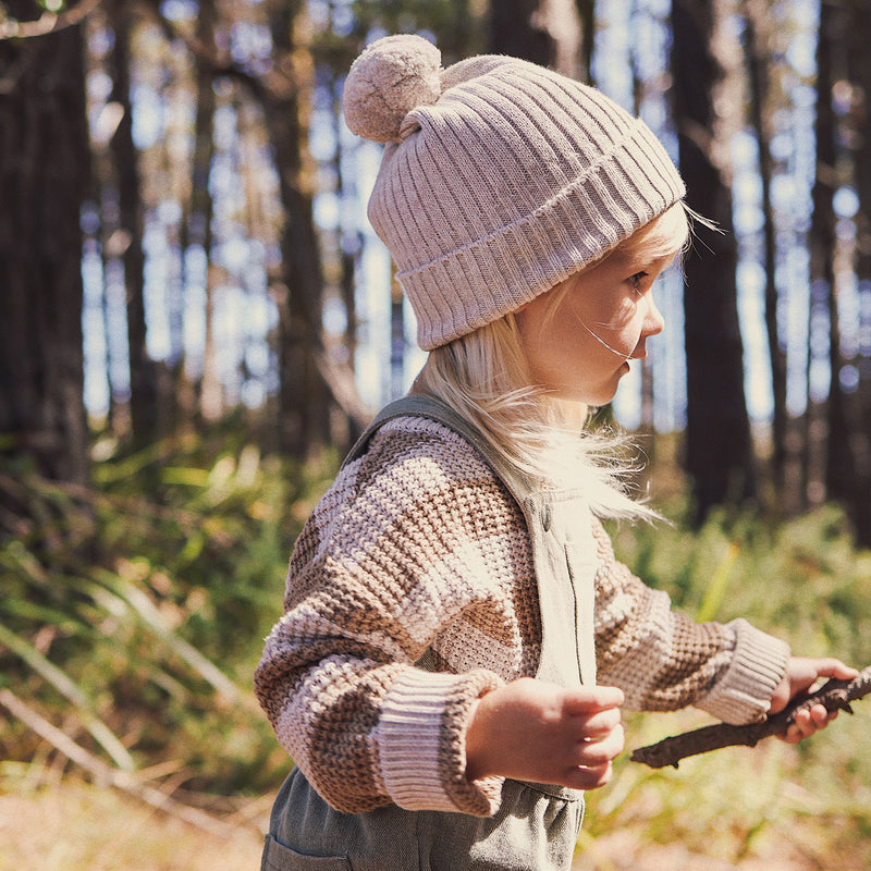 Chunky Rib Knit Beanie - Oatmeal