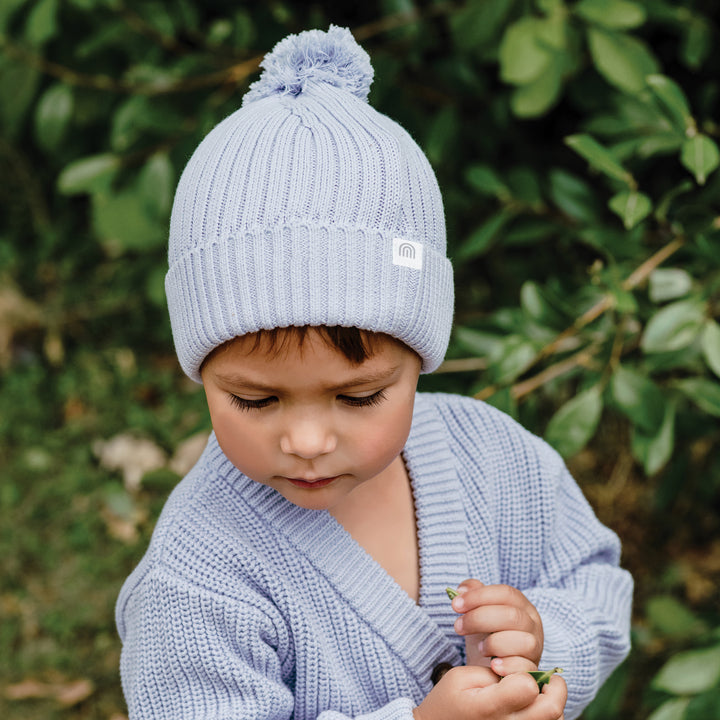 Organic Chunky Rib Knit Beanie - Sky Blue