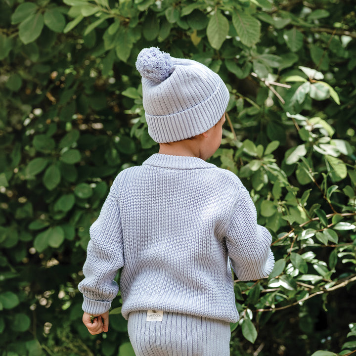 Organic Chunky Rib Knit Beanie - Sky Blue