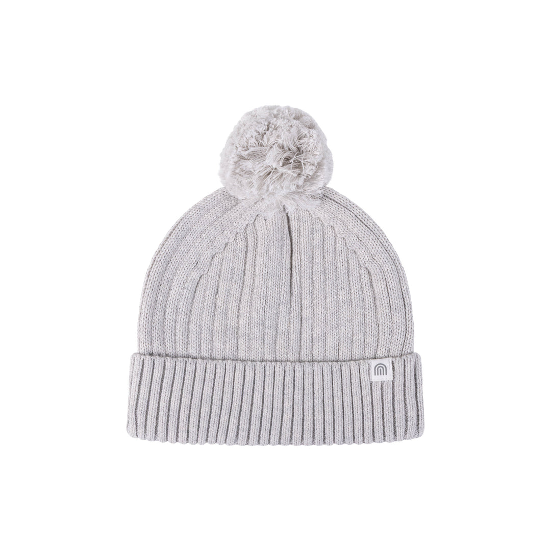 Organic Chunky Rib Knit Beanie - Snow Marle