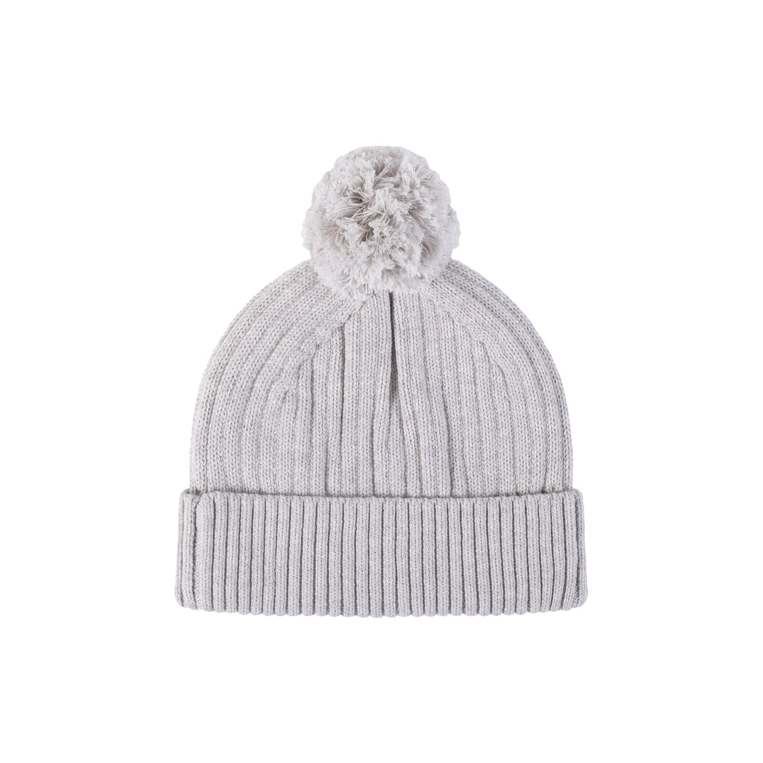 Organic Chunky Rib Knit Beanie - Snow Marle