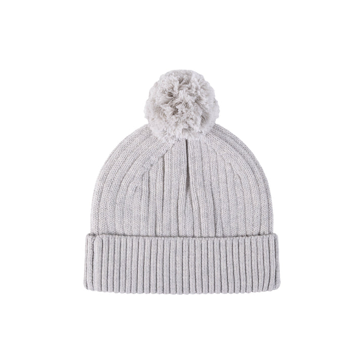 Organic Chunky Rib Knit Beanie - Snow Marle