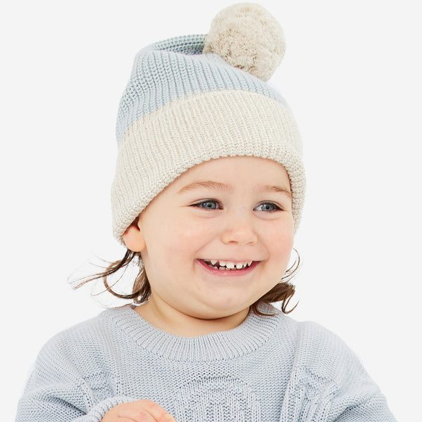 Chunky Rib Knit Beanie - Sky Blue